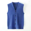 Heren Vesten Winter Gebreide Wollen Vest Anti-pilling Pleuche V-hals Modemerk Gebreid Vest Casual Preppy Trui Mouwloos