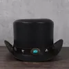 Berets mulheres homens chapéu de couro presidente tradicional fedoras mágico steampunk cosplay festa bonés dropshiping 3 tamanho 13cm293a