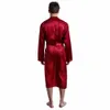 Erkekler Cüppeler Erkekler İpek Saten Pijama Pijamalar Slaıvay Çılder Nightgown Robes S M L XL 2XL artı gri/mavi/Burgundy/Siyah Erkek Yaz Robe 231211