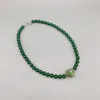 Colgantes FoLisaUnique, collar de Jade verde de 8mm para mujer, bola de plata antigua, cuentas de esmalte, Gargantilla de piedra curativa, joyería de moda de 18"