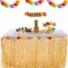 Party Decoration Table Skirt Tropical straw DIY Hawaiian Flowers and Plants Beach Flower Wedding Decor Supplies2895