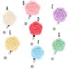 20 unids / lote Llaveros Multicolor Resina Forma de flor de rosa Soporte de carrete de insignia retráctil con clip de cocodrilo para decoración 2114