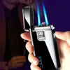 Briquet à double feu USB créatif sans gaz Butane, en métal, coupe-vent, flamme électrique à double usage, cadeau pour hommes, 2023