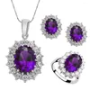 Ketting Oorbellen Set 3 stks/set Ovaal Faux Gem Vol Strass Charme Ring Mode Dame Sieraden