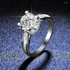 Cluster Rings Silver Platinum 1 Excellent Cut Diamond Test Passed D Color High Clarity White Moissanite Cow Head Ring 925 Jewelry