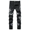 Jeans pour hommes Personnalité Peinte à la main Pistolet Spray Étoile à cinq branches Couleur Peinture Stretch Casual Noir Slim Petite jambe droite