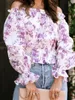 Women's Blouses Fashion Style Sweet Spring And Autumn Off-Shoulder Long Sleeve Shirt Vacation Waist-Tight Floral Top