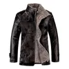 Men's Jackets Men Jacket Coat Solid Color Plush Faux Leather Business Winter Motorcycle Biker Fashion Coats Male Bomber