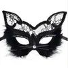 19 8 cm Fox Maski Seksowna koronkowa maska ​​kota Pvc Czarna biała kobiety wenecka maskarada maska ​​imprezy qerformance zabawne maski 2673