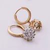 Women's Newest Design Hot Sale 18k Yellow Gold Earrings with Moissanite Pendant Thin Hoop