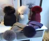 Fashion Winter Women039s Wool Knitted Beanies Caps Real Fur Pom Poms Hairy Ball Thick Warm Hat For Child BeanieSkull2114653