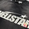 Klassiek zwart-wit Hellstar top-of-the-line T-shirt modieus gewassen groot en gemakkelijk te dragen los bedrukt puur katoenen T-shirt origineel label korte mouwen 231211