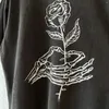 Herr t-skjortor kvalitet 23SS Welled Rose Tee Skull Beach Collab T-shirt Male Female Vintage Oversize Shirt Men