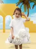 Robes de noël pour filles, vêtements de luxe, à fleurs blanches et roses, pour anniversaire, vacances, mariage, Costume de fête pour enfants, vêtements pour bébés