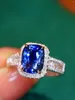 Cluster ringen LR2023 blauwe saffier ring 2,25 ct echte pure 18K natuurlijke onverwarmde koninklijke edelsteen diamanten steen vrouwelijk