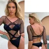 Sexy voir à travers le corps costume sous-vêtements femmes une pièce résille Body Lingerie érotique maille creux Bodystockings vêtements de plage sexy