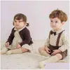 Macacão bebê irmão e irmã combinando roupas gêmeo roupas menino menina macacão macacão espanhol meninas vestidos meninos bodysuit otj2t