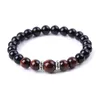 Bracelets de charme 10pcs brillant noir pierre perles bracelet bleu rouge oeil de tigre bijoux extensibles pour femmes hommes