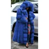 ファッション長冬のフード付きフェイクコートゆるい厚い暖かいプラスサイズの人工毛皮ジャケットフルスリーブアウターコートlujacket