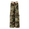 Women's Pants American Babes Retro Camouflage Low-Waisted Cargo Xia Jing Loose Wide-Leg Jeans Women