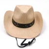 Hoeden met brede rand Heren Stro Cowboyhoed Zomerzon Zonnescherm Heren en dames Western Jazz Camo