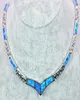 Whole Retail Fashion Jewelry Fine Blue Fire Opal Stone Necklaces For Women BRC170827016750668