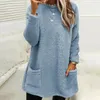 Women's Blouses Trendy 3D Cutting Long Sleeves Autumn Winter Thickened Plush Pullover Blouse Daily Garment Lady Top