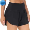 Lu-18 Séchage rapide sport Hotty Shorts chauds femmes décontracté Fitness faux deux pièces résistant à la lumière doublé Yoga Leggings en cours d'exécution