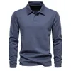 Polos masculinos moda polo camisa para homens pescoço bordado turn down colarinho manga longa casual camisas polo sociais cor sólida camisa de golfe de luxo 231211