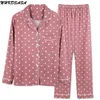 Vêtements de nuit pour femmes NHKDSASA marque pyjama ensemble pour manches longues pyjamas pantalon costume impression mode 2 pièces chemise de nuit douce