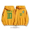 Qatar World Cup Brazil Team nr 10 Neymar Hooded Sweatshirt Men's Football Fan Support Sports Jacket