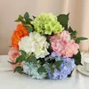 Decorative Flowers Wedding Decor Simulation Hydrangeas Branches Silk Fake Artificial With Leaves Hydrangea Pink Flower Garden Decoration