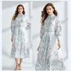 Designer Retro Floral Boho Maxi Dress Manica lunga Donna Runway Risvolto Bottone sul davanti Slim Elegante Vestibilità Paisley Stampa Abiti da festa 2024 Primavera Autunno Chic Vacation Frocks