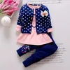 مجموعات الملابس Baby Girls Denim 3pcs مجموعات ملابس الملابس الخريف أزياء المعطف توبس سراويل المسارات