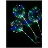 Décoration de fête LED Ballon Transparent Éclairage Lumineux Bobo Ball Ballons avec 80Cm Pole String Noël Noël Mariage Decoratio Dhjbx