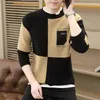 Men's Sweaters Winter Color Matching Sweater Long-sleeved Pullover All-in-one Casual For Men With Thickened Knitted Swea