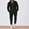 Men's Tracksuits Spring Fall Mens Suits Casual Cotton Linen Loose Solid Color Two Piece Set Leisure Loose V Neck Shirt And Pants Outfits Men 231211