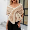 Sciarpe pelliccia da donna avvolge la festa del destretta lussureggiante lungo vestito a mantello di sciarpa di lusso a scialle soffice poncho sposa foulard bufanda