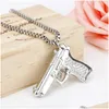 Pendant Necklaces Pendant Necklaces Hip Hop Cool Pistol Necklace Charm Golden Subhine Gun For Women Men Girl Fashion Jewelry Collar Dr Dhd8D