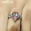 Peer Roze Kubieke Zirkoon Ring Mode Luxe Verlovingsbanden Voorstel Ringen Voor Vrouwen Esthetische Bruiloft Trend Liefde Sieraden