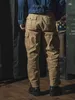 Pantaloni da uomo Non Stock Belga M64 Mod Pantaloni Khaki Pantaloni cargo da moto a vita alta da uomo L231212