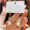 Hoop Huggie Earrings Autumn And Winter Fashion Super Flash Rhinestone Leaf Mabei Pearl Tassel Personalized Long Ear Button. Drop Deliv Dhven