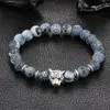 Ganze-Ganze Antike Silber Überzogene Buddha Leopard kopf Armband Lava Naturstein Perlen Armbänder Für Männer Frauen Pulseras 256h