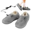 Slipare USB Electric Heat Shoes Plysch Electric uppvärmd fot varmare tvättbar fot tofflor kvinnor män bekväma korallfleece strumpor 231212