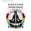 Braccialetti con ciondoli Bracciale 7 Chakra con carta di significato per uomo donna Cristallo naturale Guarigione Ansia Gioielli Mandala Yoga Meditazione Bracciale RegaloL231214