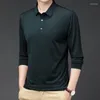 Herren Polos Frühling Herbst Solide Pullover Umlegekragen Knopf Langarm Unterhemd T-Shirt England Stil Casual Formal Tops