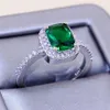 Tamanho 5-10 nova moda feminina jóias 925 prata esterlina esmeralda cz diamante forma almofada anel de noivado feminino para amante gi313n