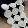 Badmattor Högkvalitativ tjock fluffig flockande matta för vardagsrumsinstil Vit svart cirkel Plush Bedside Rug Non Slip Bath Door Mats 231212