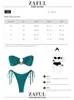 Set di reggiseni Costume da bagno con O Ring solido per le donne Cravatta laterale Hardware in metallo lucido Costumi da bagno bikini a fascia Reggiseno imbottito Top a vita bassa 231211