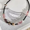 Choker Minar boho różowy kolor nieregularny naturalny kamień kryształowe naszyjniki z koralikami kolorowe koraliki dla kobiet biżuteria